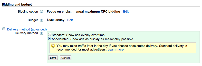Adwords accelerated budget